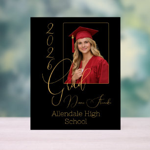 Elegant Black & Gold Graduation Acrylic Sign
