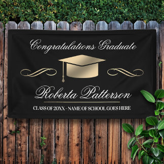 Elegant Black|Gold Graduation Banner