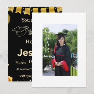 Elegant Black & Gold Graduation Card | Class of 20