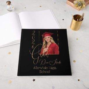 Elegant Black & Gold Graduation Guest Book