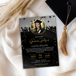 Elegant Black & Gold Graduation Party Invitation