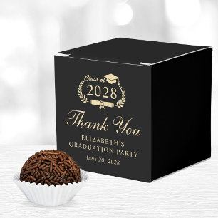 Elegant Black Gold Graduation Party Thank You Favour Box