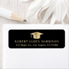 Elegant Black Gold Graduation Return Address