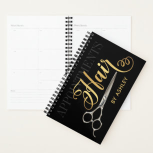 Elegant Black & Gold Hair Appointment Book Planner