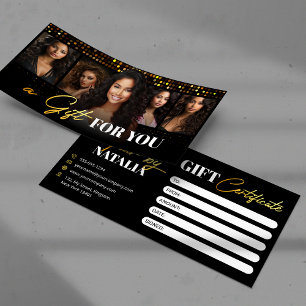 Elegant Black Gold Hair Salon Gift Certificate