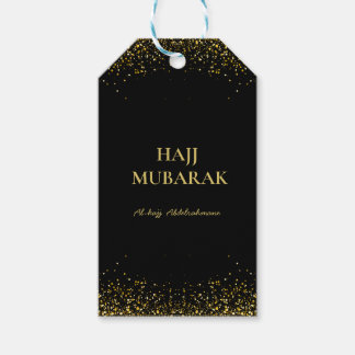 Elegant Black Gold Hajj Mubarak Gift Tags
