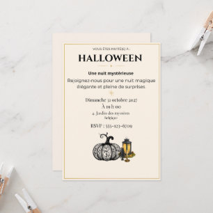 Elegant Black & Gold Halloween Invitation