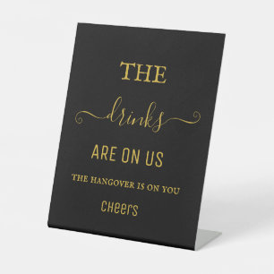 Elegant Black Gold Hangover Drinks Open Bar Sign