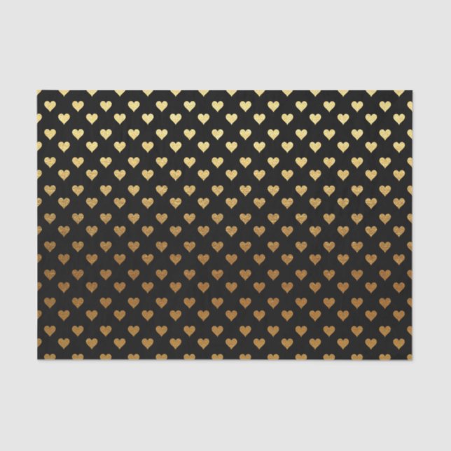 elegant black gold heart pattern wrap tissue paper (Front)