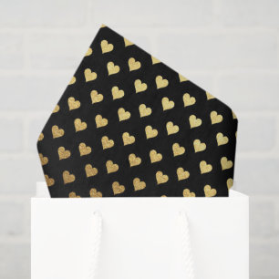elegant black gold heart pattern wrap tissue paper