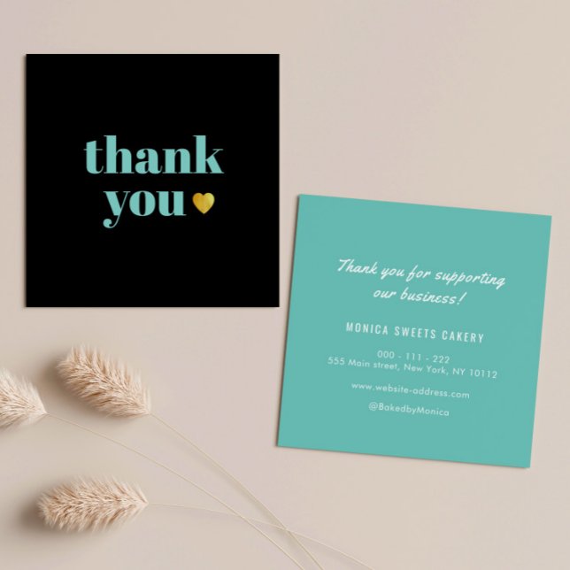 elegant black gold heart thank you business card (Creator Uploaded)