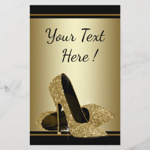 Elegant Black Gold High Heel Shoe Flyer