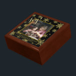 Elegant Black & Gold Holiday Snowflakes Photo Gift Box<br><div class="desc">This beautiful keepsake jewelry box makes a wonderful Holiday gift,  or box for something even more special inside. The elegant design features a black background with festive gold snowflakes surrounding your photo. The caption reads: Joy! There is space for a short message or greeting and your name.</div>