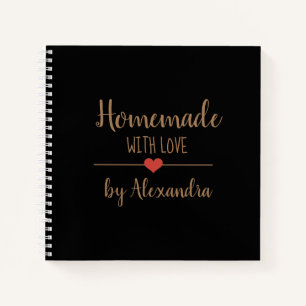 Elegant black gold Homemade with love recipe  Note Notebook
