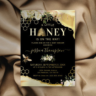 Elegant Black Gold Honey Bee Baby Shower