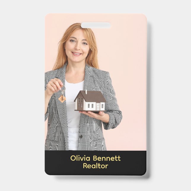 Elegant Black & Gold ID Badge (Front)