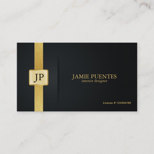 Elegant Black Gold Interior Design Business Card