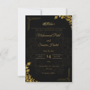 Elegant Black & Gold Islamic Wedding Invitation