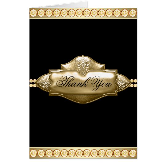 Elegant Black Gold Jewel Thank You Cards
