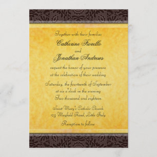 Elegant Black Gold Lace Wedding Invitation