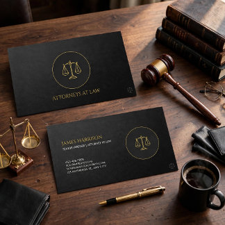 Elegant Black Gold Law Firm Business Card