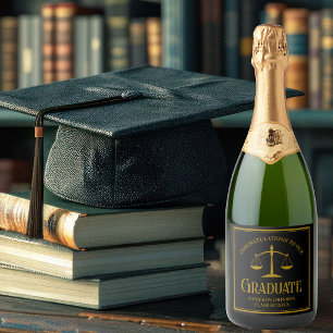 Elegant Black Gold Law School Graduation Party Sparkling Wine Label