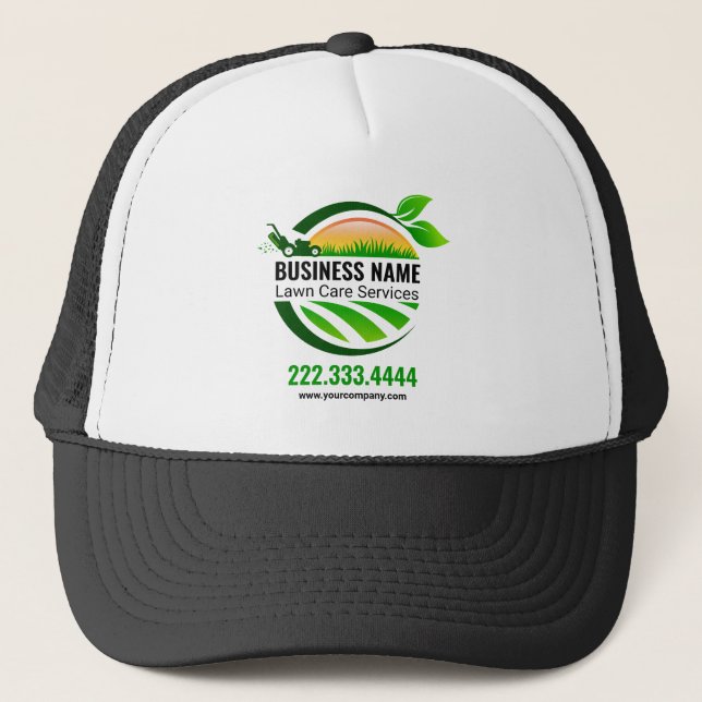 Elegant Black Gold Lawncare Landscaping Service Trucker Hat (Front)