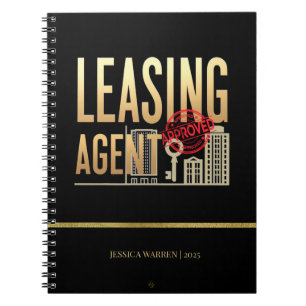 Elegant Black Gold Leasing Agent – Personalised Notebook