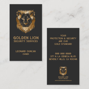 Elegant Black Gold Lion Security Services Business Card