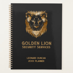 Elegant Black Gold Lion Security Services Business Planner
