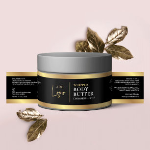 Elegant Black Gold Logo Cosmetic Jar Wrapper Label