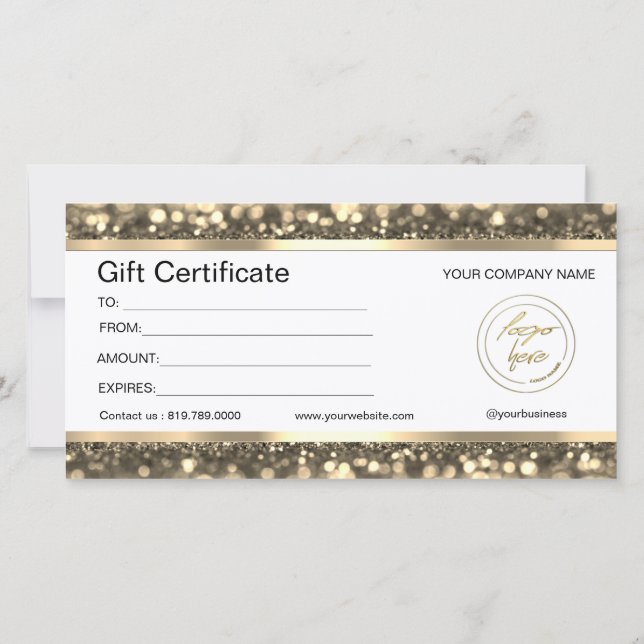Elegant Black & Gold | Logo Gift Certificate (Back)
