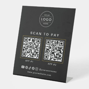 Elegant Black Gold Logo QR Social Business Sign
