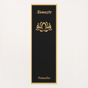 Elegant Black Gold Lotus Flower Zen Yoga Namaste Yoga Mat