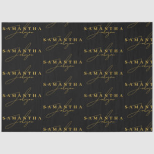 Elegant Black & Gold Luxury Signature Script Tissue Paper