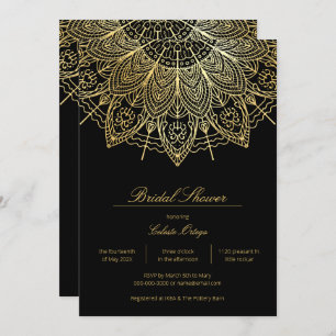 Elegant Black & Gold Mandala Bridal Shower Invitation