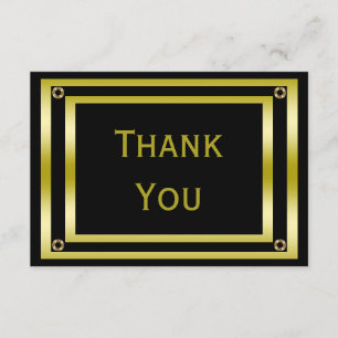 Elegant Black & Gold  Man's Thank You Card