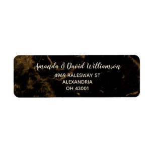 Elegant Black Gold Marble Address
