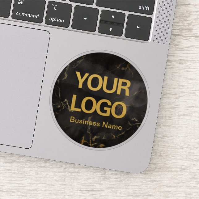 Elegant Black Gold Marble Business Logo Laptop (Detail)
