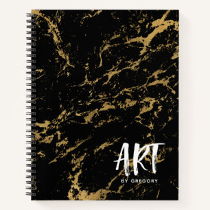 Elegant Black Gold Marble Sketchbook Notebook