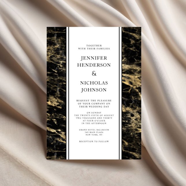 Elegant Black Gold Marble Wedding Invitation (Elegant Black Gold Marble Wedding Invitation)