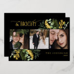 Elegant Black Gold Married & Bright Christmas  Foil Holiday Card<br><div class="desc">Elegant Black Gold Married & Bright Christmas Foil Holiday Card Celebrate your first holiday season as newlyweds with this luxurious "Married & Bright" Christmas card. Designed to reflect the elegance of your union, this card features a stunning blend of deep black and shimmering gold foil, creating a breath-taking contrast that...</div>