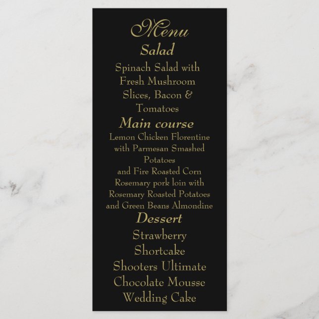 Elegant Black & Gold Menu card (Front)