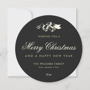 Elegant Black Gold Merry Christmas Holiday Card