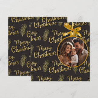 Elegant Black&Gold "Merry Christmas" Personalised Holiday Card