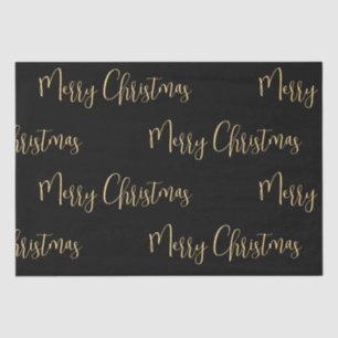 Elegant Black Gold Merry Christmas Tissue Paper