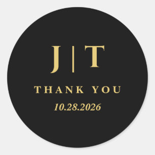 Elegant Black Gold Minimal Wedding Envelope Seal