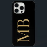 Elegant Black Gold Minimalist Initial Monogram iPhone 15 Pro Max Case<br><div class="desc">Elegant Black Gold Minimalist Initial Monogram iPhone Case</div>