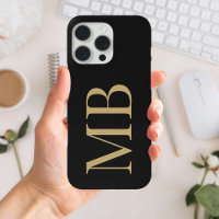 Elegant Black Gold Minimalist Initial Monogram