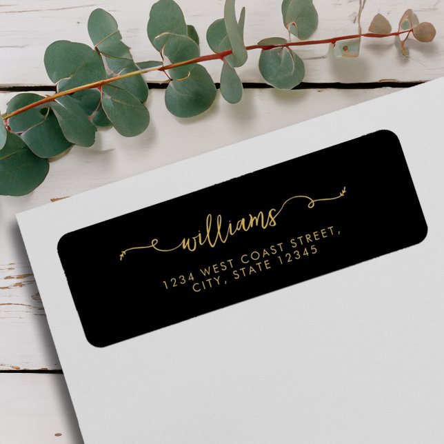 Elegant Black Gold Minimalist Script Name (Elegant Black Gold Minimalist Script Name Label)